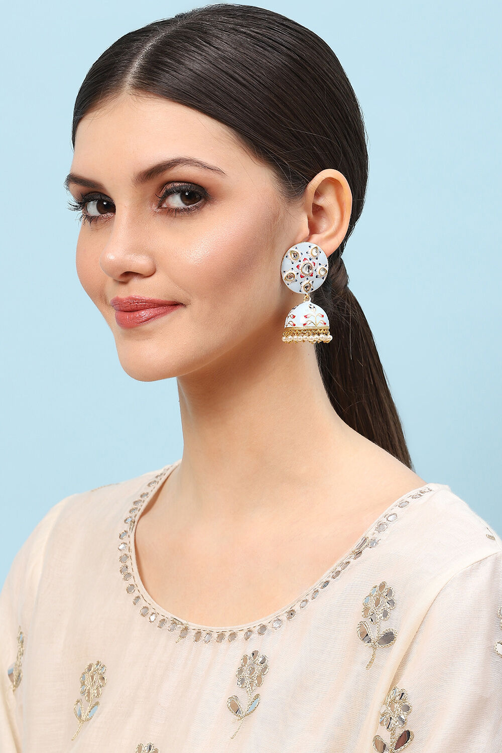 Light Blue Brass Earrings image number 3