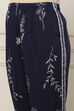 Navy Blue Viscose Rayon Floral Printed Straight Suit Set image number 2