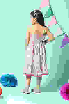 Off White Cotton Flared Dress image number 4