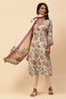 Ecru Straight Modal Straight Kurta Palazzo Suit Set image number 5