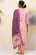 Pink Cotton A-Line Kurta Churidar Suit Set image number 4