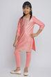 Turquoise Cotton Straight Kurta Legging Suit Set image number 3