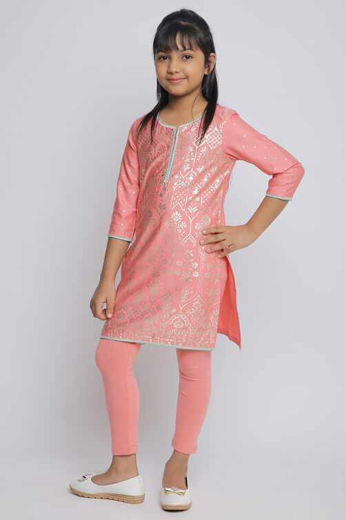 Turquoise Cotton Straight Kurta Legging Suit Set image number 3