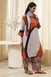 Orange-Beige Viscose Rayon Straight Printed Fusion Set image number 5