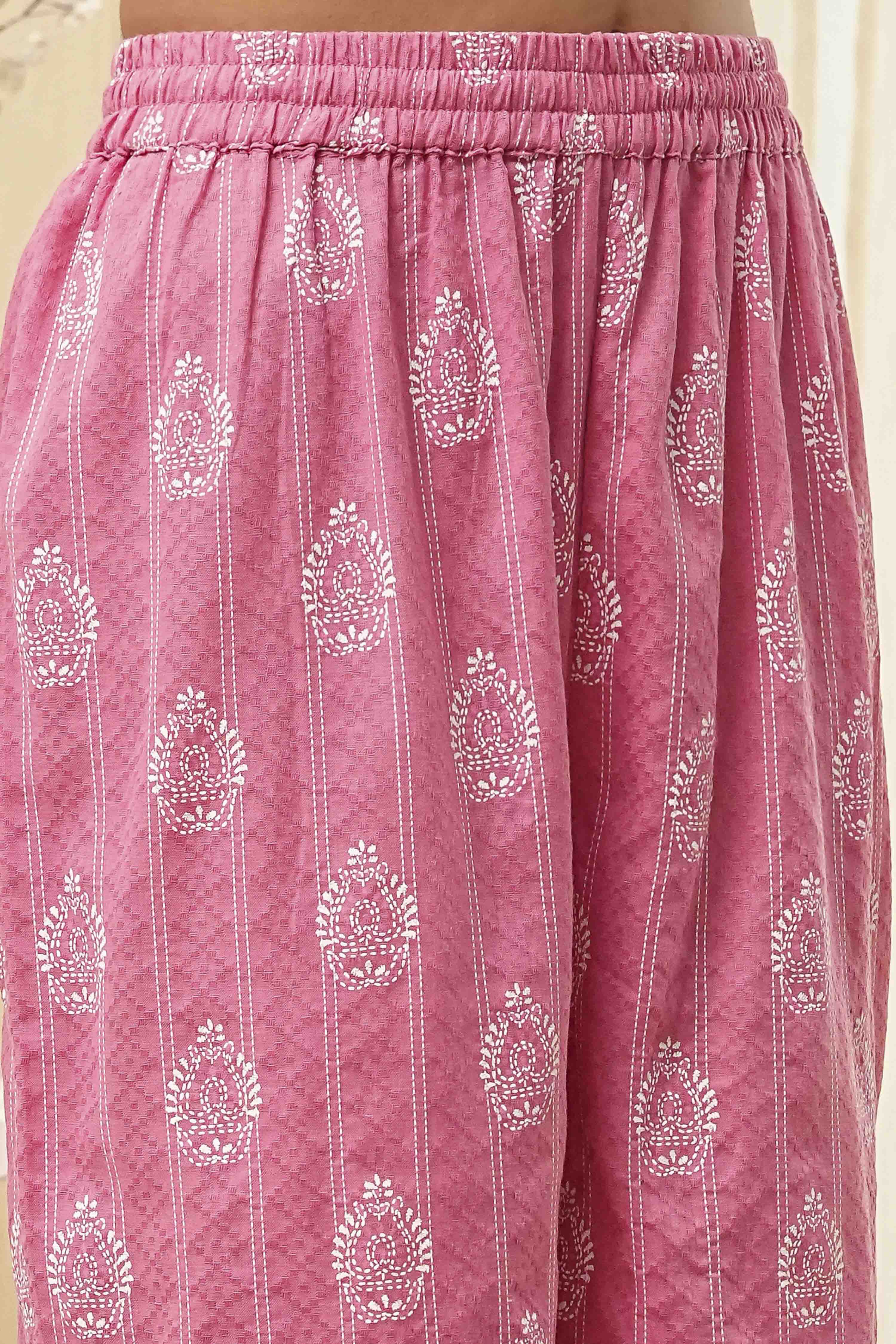 Pink Pure Cotton Printed Straight Suit Set image number 2