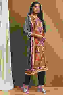 Red and Green Printed Straight Kurta image number 4