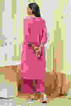 Pink Embroidered Straight Kurta Set image number 4