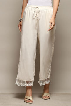 Cream Rayon Regular Solid Palazzo image number 3