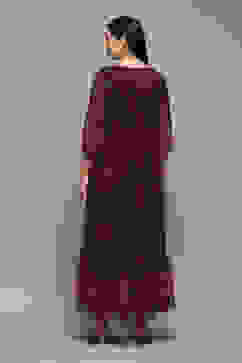 Pink & Purple Polyester Flared Printed Dress image number 3