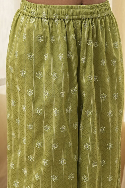 Mehendi Green Cotton Printed Straight Suit Set image number 2