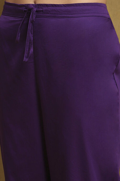 Purple Embroidered Kalidar Suit Set image number 2