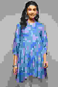 Blue LIVA Printed Kurti image number 5