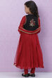 Red Art Silk Girls Flared Kurta Churidar Suit Set image number 4