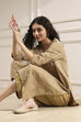 Beige Cotton Printed Straight Kurta image number 6