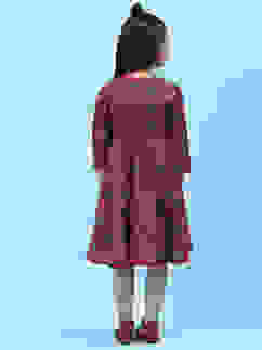 Green & Maroon Silk Front Open Printed Dress image number 4