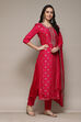 Dark Pink Banarasi Silk Machine Embroidered Unstitched Suit Set image number 7