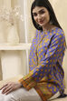 Purple Muslin Printed Straight Short Kurta image number 1