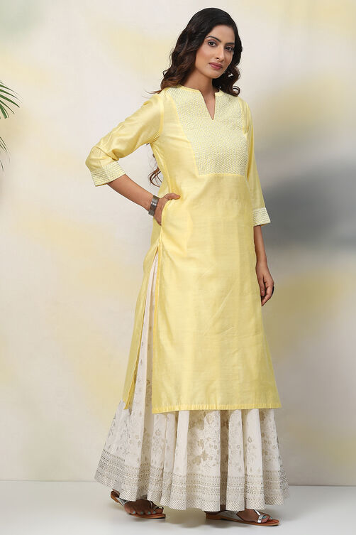 Yellow Straight Kurta image number 3