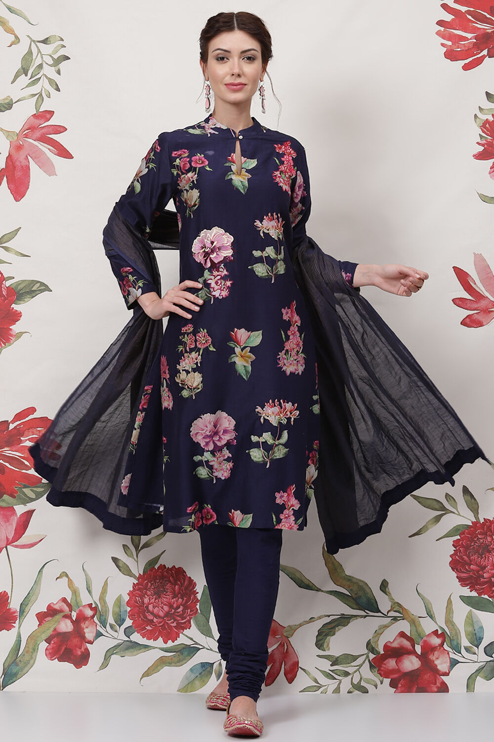 Rohit Bal Off White Cotton Silk Straight Printed Suit Set image number 0