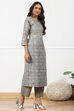 Turquoise Linen Blend Printed Unstitched Suit Set image number 5
