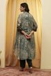 Green Viscose Rayon Straight Fusion Set image number 5