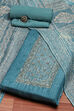 Blue Chanderi Hand Embroidered Unstitched Suit Set image number 0