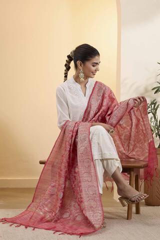 BIBA Zari Poly Festive Dupatta in Red