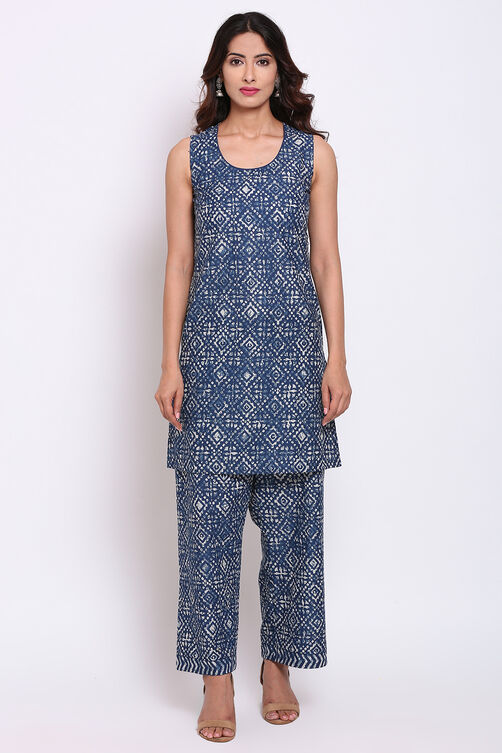 Indigo Cotton Straight Fusion Wear 3 Piece Set image number 2