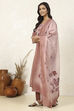Lavender Linen Blend Hand Embroidered Unstitched Suit Set image number 4