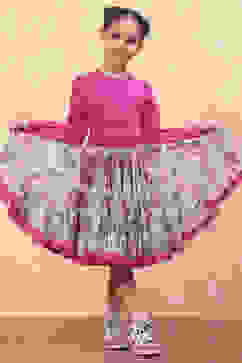 Pink Cotton Floral Top and Short Skirt Set image number 6