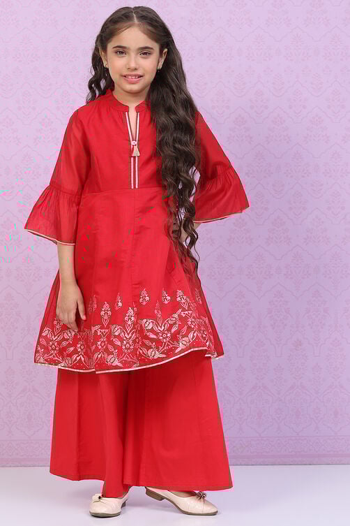 Sky Blue Art Silk Kalidar Printed Kurta Set image number 0