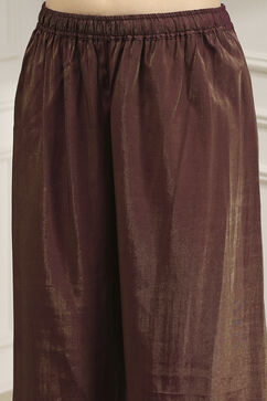Wine Viscose Rayon Straight Solid Suit Set image number 2