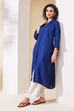 Blue Viscose Rayon Straight Kurta