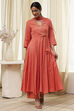 Peach Modal Printed Angrakha Anarkali Suit Set image number 6