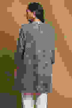 Ink Blue Knitted Block-Print Winter wear Short Kurta image number 3