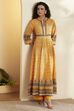 Yellow Cotton Anarkali Kurta Pants Set