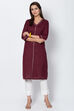 Indigo Cotton Flax Straight Solid Kurta image number 2