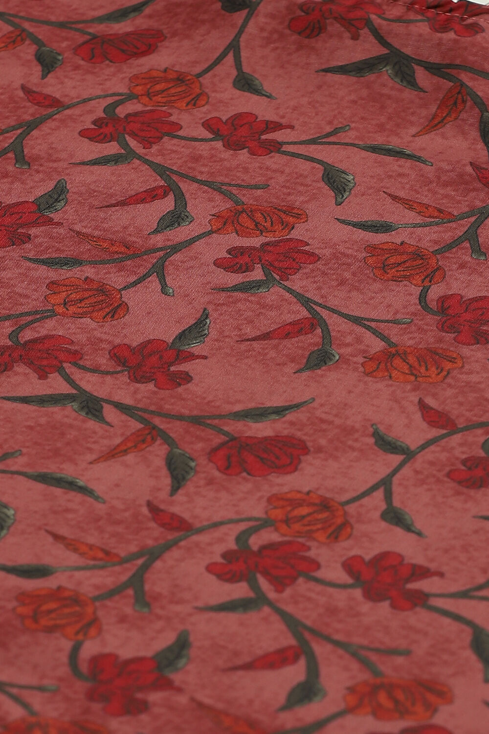 Orange Modal Digital Print Unstitched Suit Set image number 1