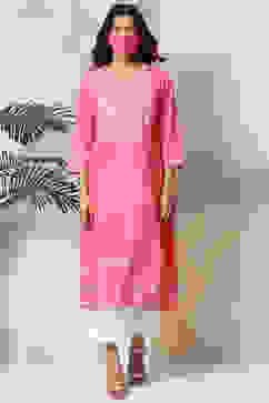 Pink Rayon Straight Kurta Pants Set image number 4