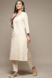 Off White Cotton Straight Kurta image number 5