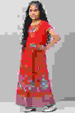 Red Art Silk Lehenga Set image number 0
