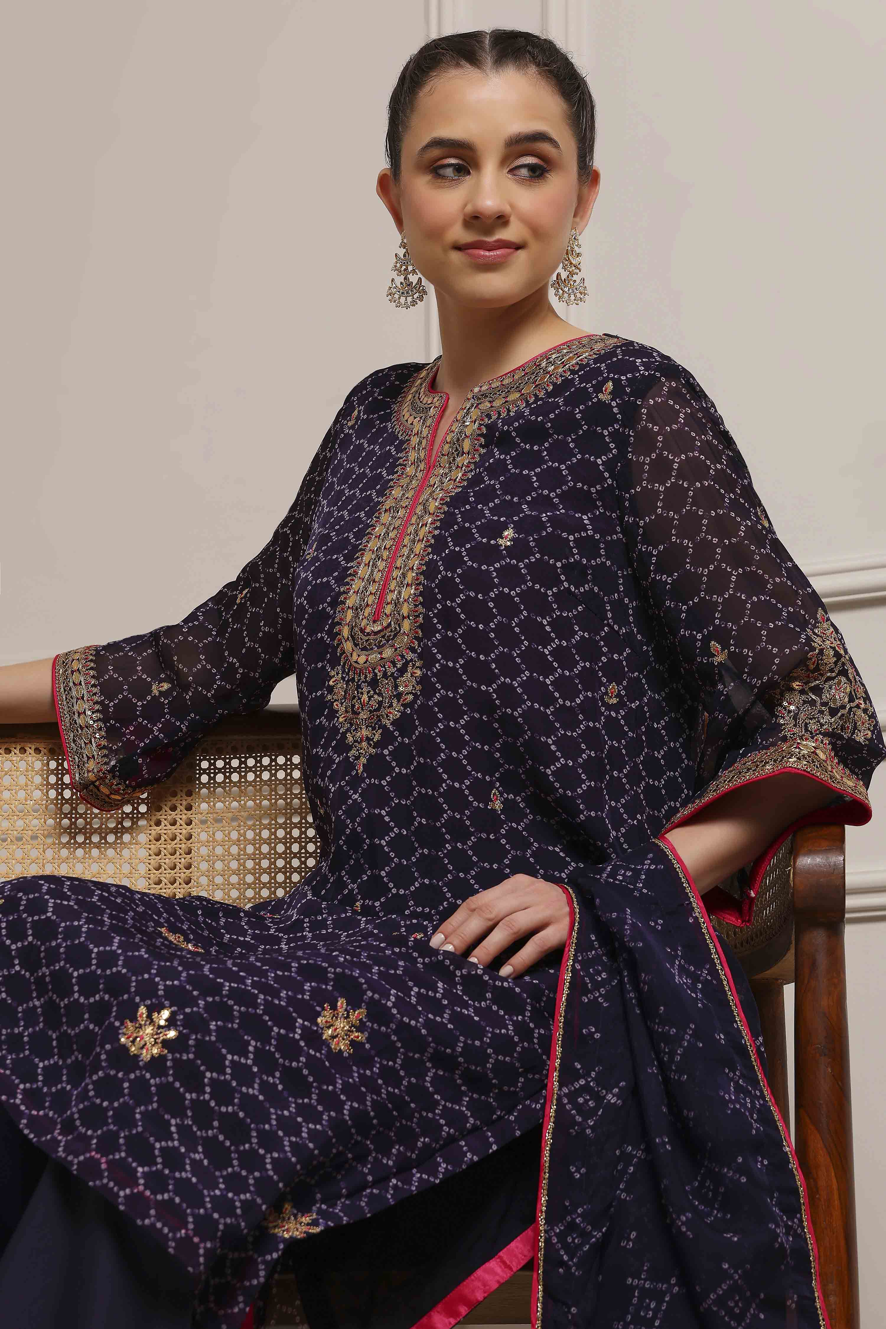 Purple Viscose Straight Suit Set image number 6