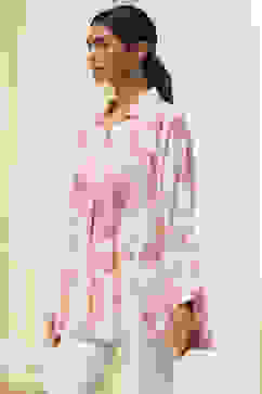 Off-White and Pink Straight Shirt image number 2