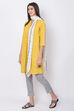 Mustard And Black Cotton Straight Kurta Slim Pant Suit Set image number 2