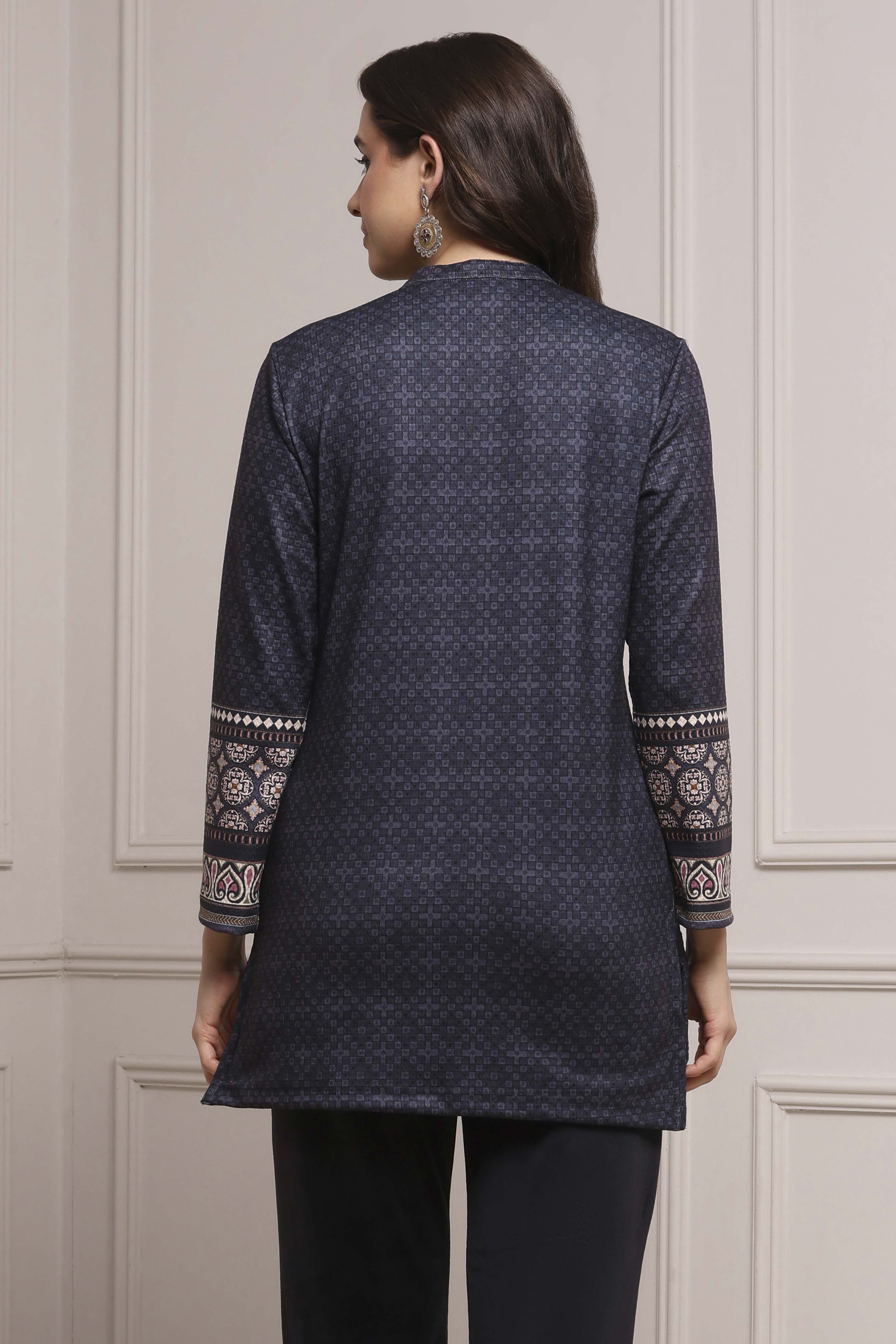 Black Polyester Printed Kurta image number 3