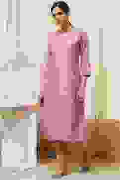 Pink Poly Cotton Straight Yarndyed Kurta image number 5