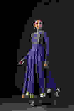 Rohit Bal Blue Cotton Silk Embroidered Suit Set image number 4