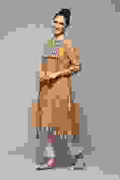 Ochre LIVA Straight Printed Kurta image number 2