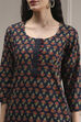 Blue Cotton Screen Print Unstitched Suit Set image number 2