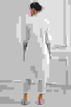 Off-White Cotton Printed Straight Suit Set image number 4